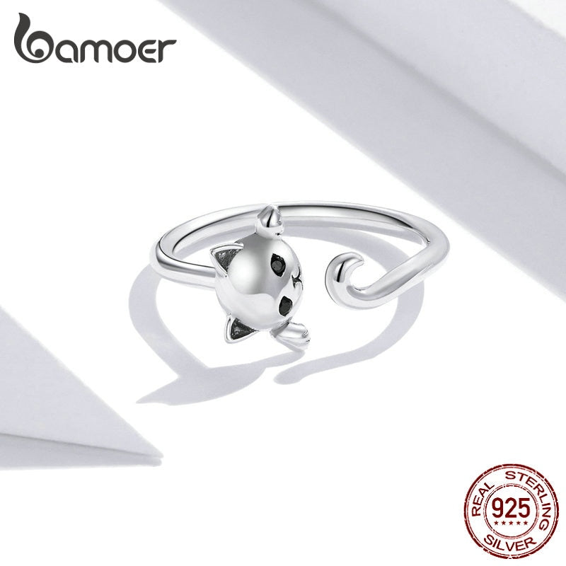 Cute Cat Simple S925 Sterling Silver Ring