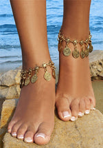 Vintage Bohemian Gypsy Coin Tassel Beach Anklet