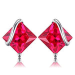 Red Ruby 925 Sterling Silver Stud Earrings