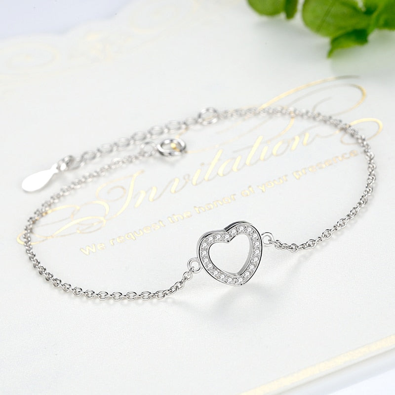 Fashion Silver Heart Charms Bracelet Bangle