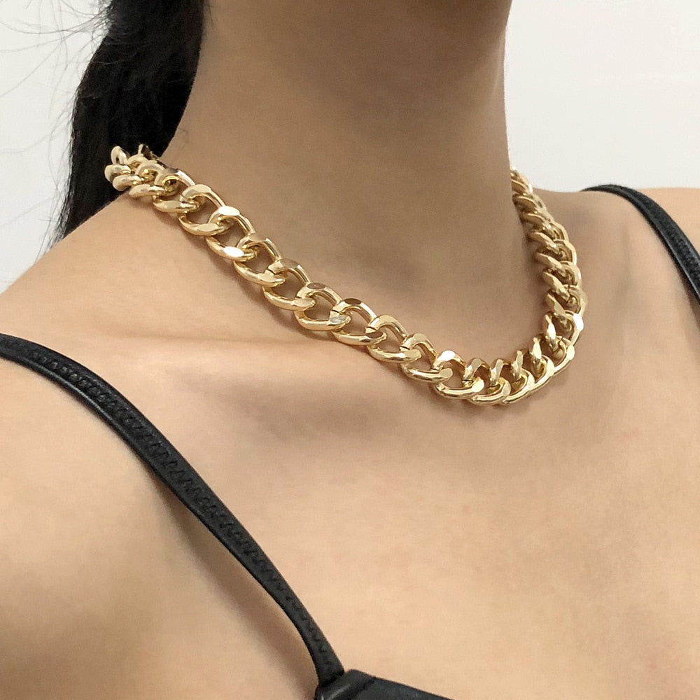 Chunky Thick Lock Chain Necklace