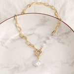 Layered Pearl Thick Chains Pendant Necklace