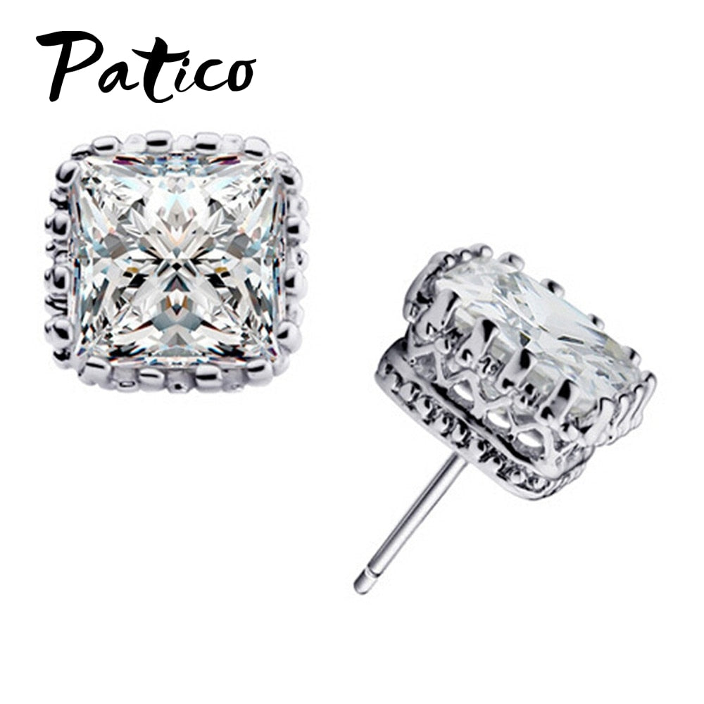 Small 925 Sterling Silver Stud Earrings With Cubic Zirconia
