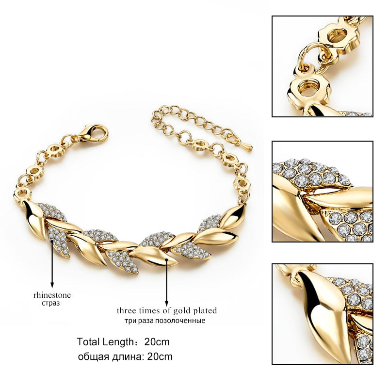 Braided Gold Color Leaf Bracelets