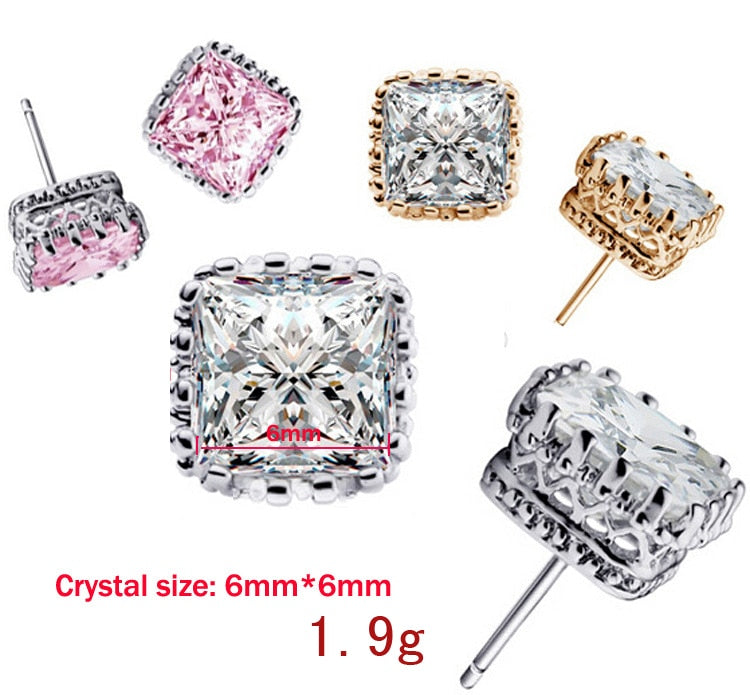 Small 925 Sterling Silver Stud Earrings With Cubic Zirconia