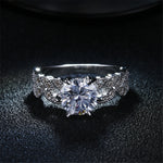 925 Sterling Silver 1.5 carat AAA Zircon Crystal Ring
