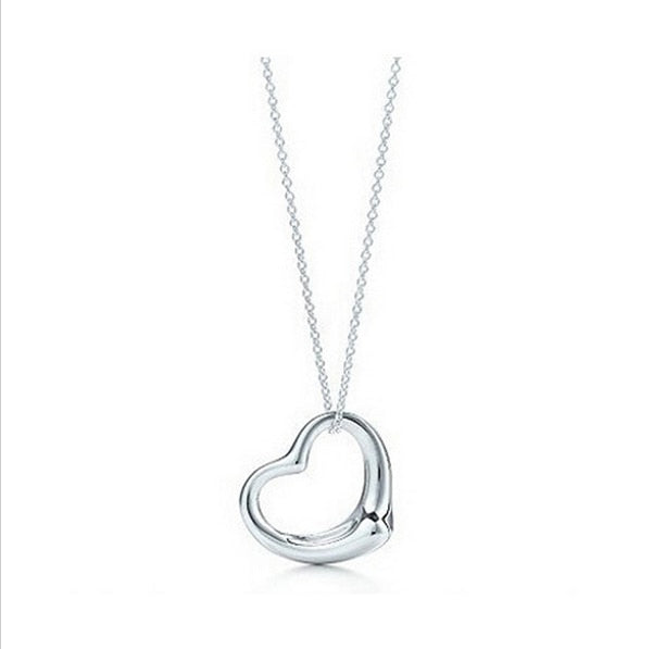 Silver Plated Peach Heart Pendant Necklace