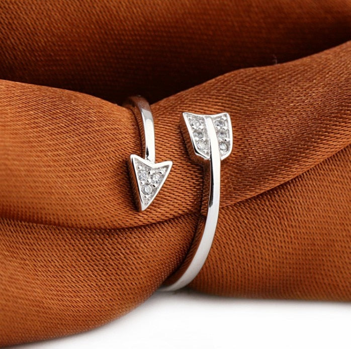 Silver Plated Arrow Crystal Ring