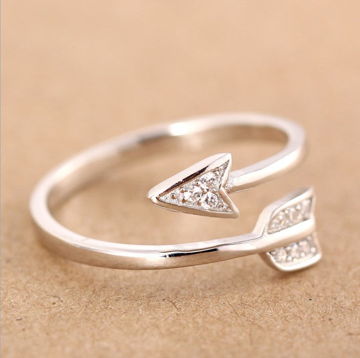 Silver Plated Arrow Crystal Ring