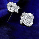 925 Sterling Silver Flower Crystal Earrings