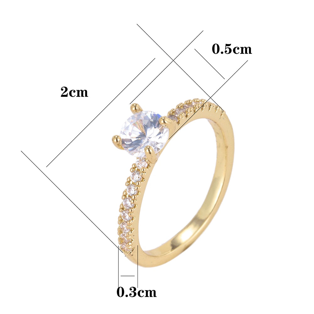 Circle Design Cute Gold Ring With Four Claws