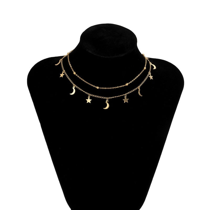 Star Pendant Double Layers Necklace