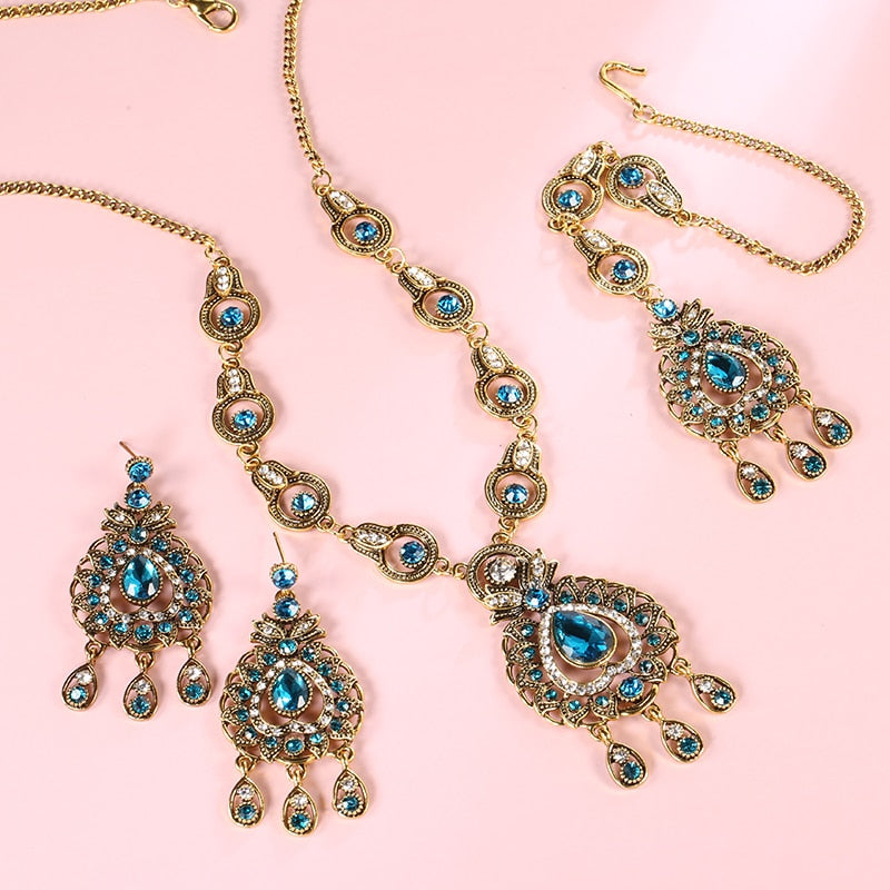 Blue Crystal Vintage Jewelry Set