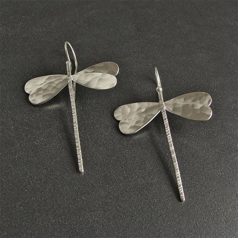 Simple 3D Dragonfly Drop Earrings