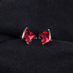 Red Ruby 925 Sterling Silver Stud Earrings