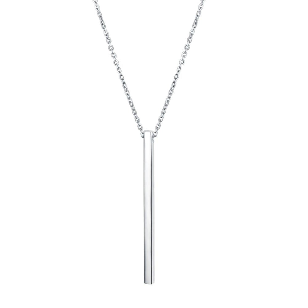 925 Sterling Silver Bar Pendant Chocker Necklace
