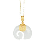 Gold Plated Hetian Jade Elephant Pendant Necklace