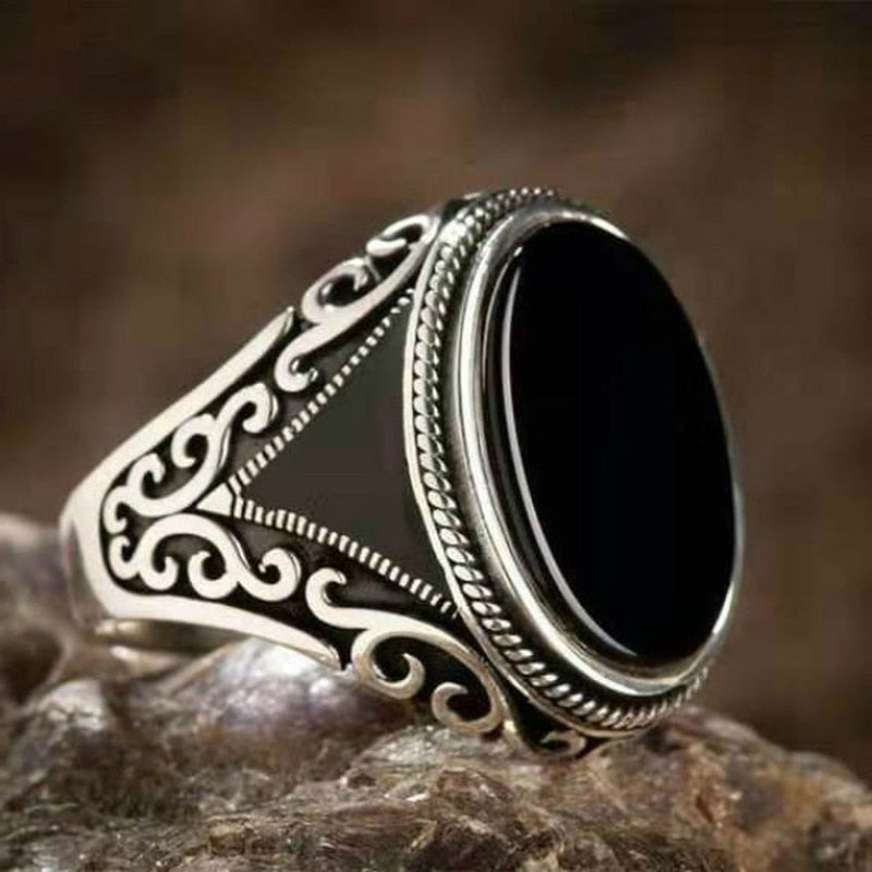 Vintage Punk Silver Color Carved Ring