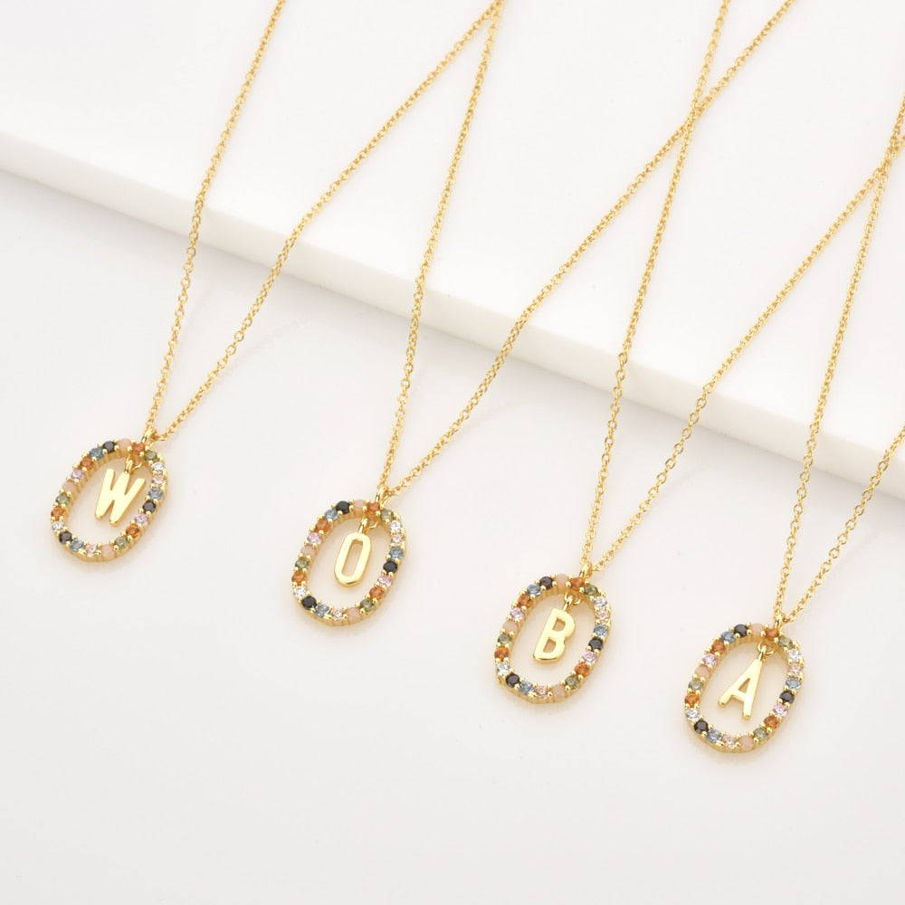 Colored Zircon Letter Necklace