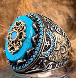 Vintage Hand Engraved Pattern Turkish Signet Ring
