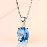 925 Sterling Silver Classic Blue Stone Necklace