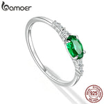 925 Sterling Silver Simple Green Gemstone Ring