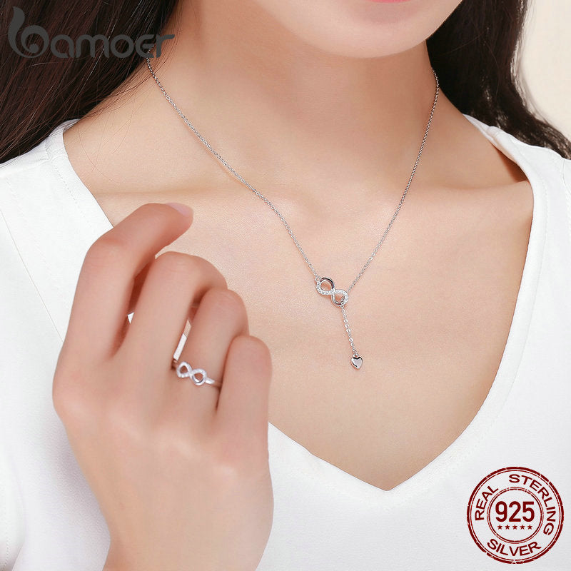 925 Sterling Silver Infinity Love Pendant Necklace