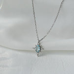925 Sterling Silver Simple Opal Star Necklace