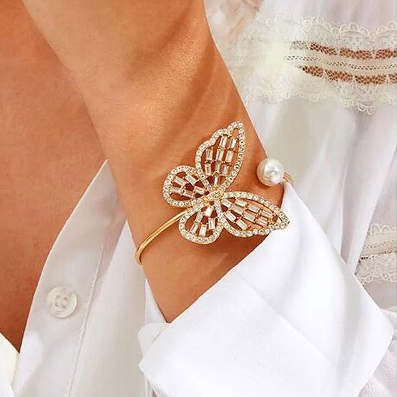 Pearl Zircon Butterfly Bracelet