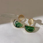 Acrylic Green Geometric Dangle Earrings