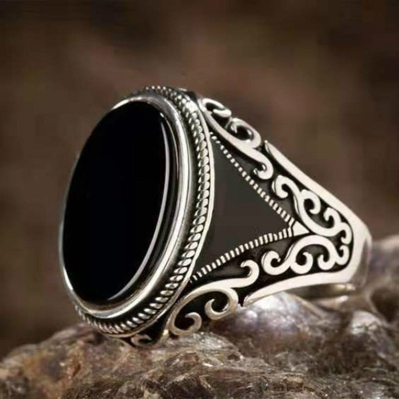 Vintage Punk Silver Color Carved Ring