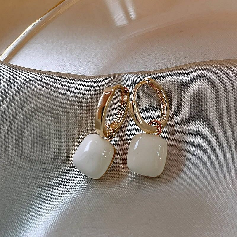 Simple Square Stone Earrings